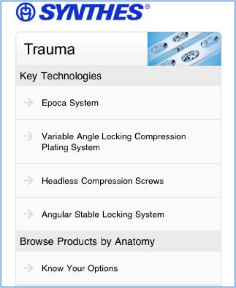 Synthes ® iPhone application